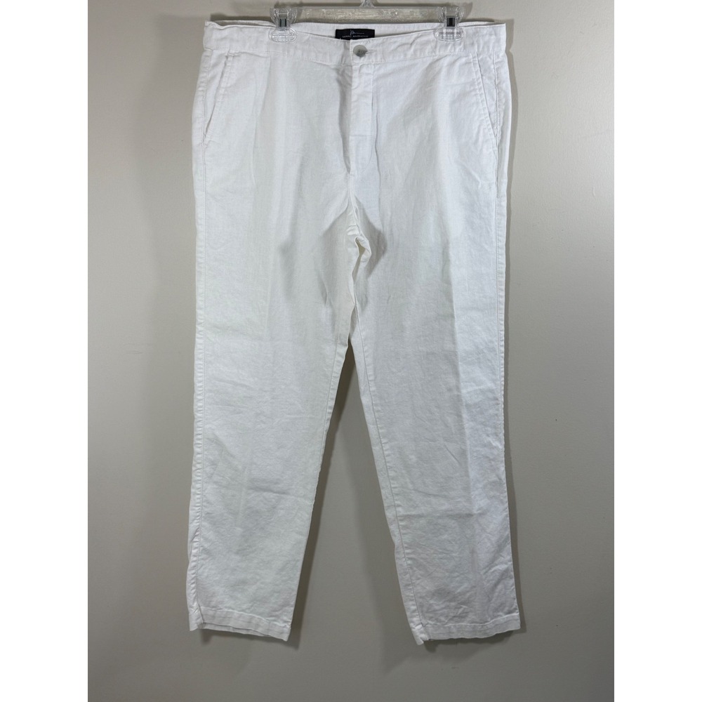 Marc Anthony Men's 36x32 White Linen Blend Slim Fit Pants Coastal Resort